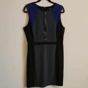 Tahari ASL Black and Blue Panel Mini Dress
